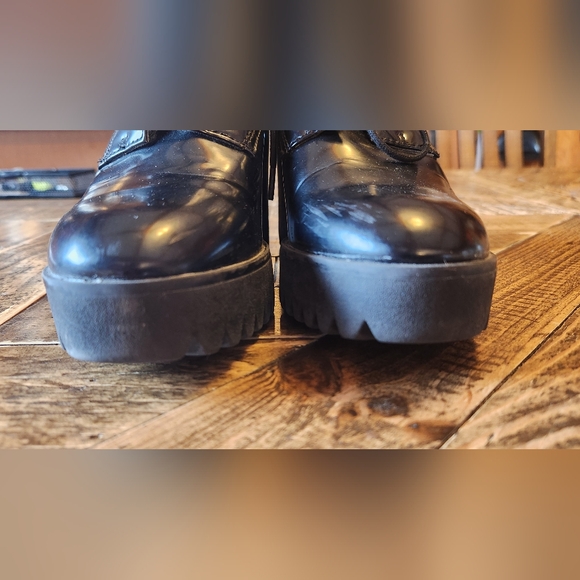 Zara Trafaluc Chunky Block Platform Heels Lace Up Faux Leather Boots Size 6.5 - Picture 6 of 13